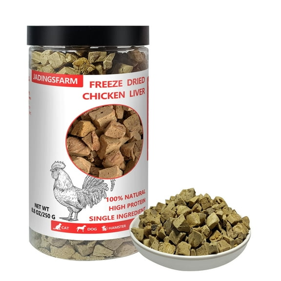 JADINGSFARM  Freeze Dried Chicken Liver Pet Treats 8.8 OZ, Freeze Dried Raw Single Ingredient Dog Treats, Training Treats, Meal Toppers for Dogs Cats, High Protein, Grain Free, Gluten Free