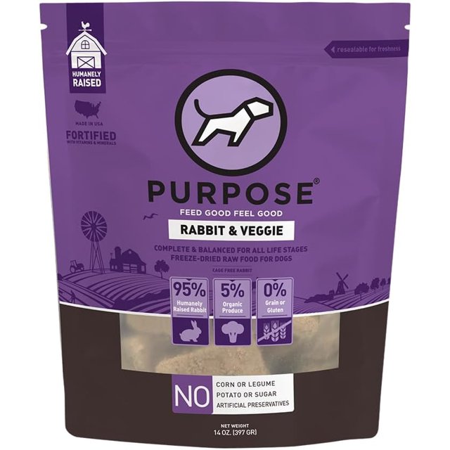 Freeze Dried Dog Food, Rabbit & Veggie Patties Entree, 14 oz High