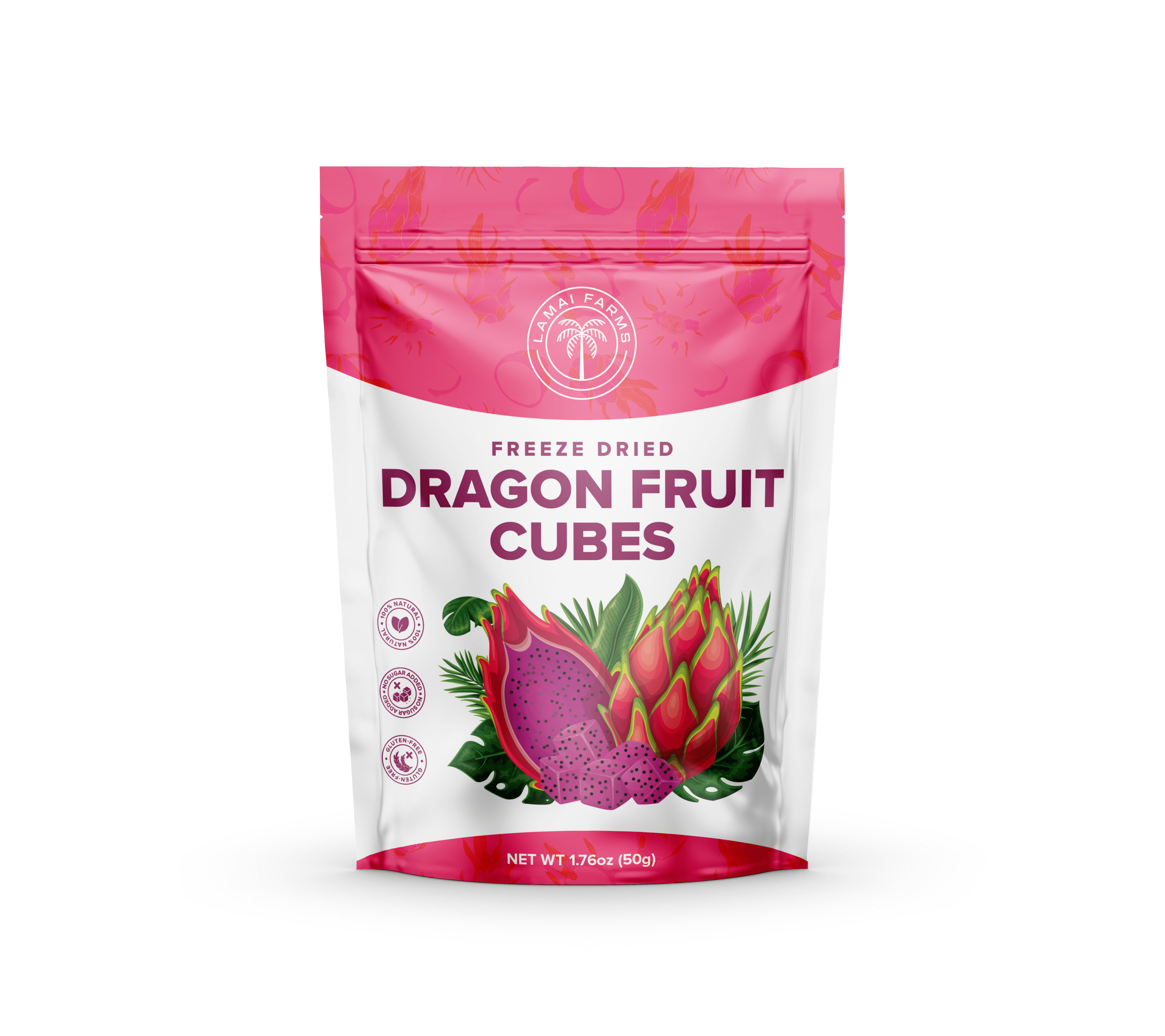 Freeze Dried Dragon Fruit Cubes, 50g