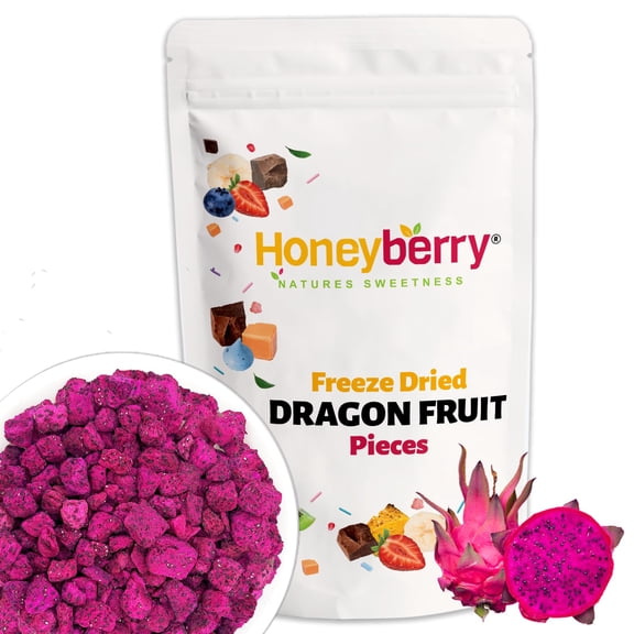 Freeze Dried Dragon Fruit Pieces 100g - Red Pitaya Chunks Premium Superfood - Natural Tropical Snack for Smoothies, Baking & Cocktail Garnish - No Added Sugar Vegan