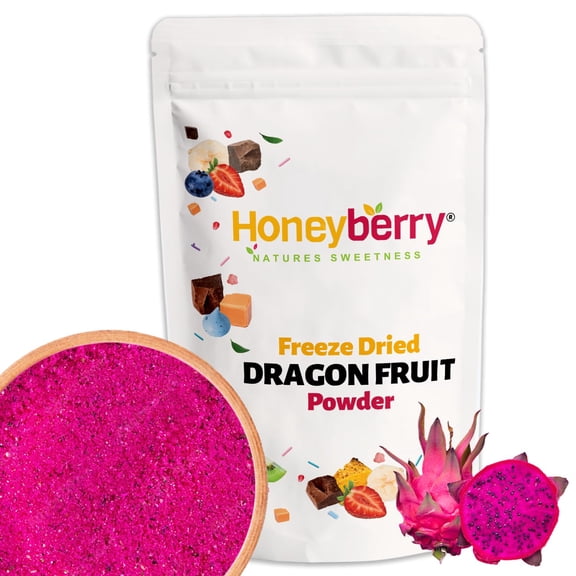 Freeze Dried Dragon Fruit Powder - Finely Milled Dehydrated Pink Pitaya for Cakes, Desserts, Ice Cream, Porridge - 250g