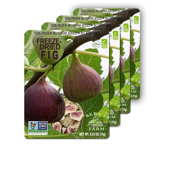 Bern’s Farm Freeze-Dried Figs Bags of 4-0.53 oz Each Healthy Gluten-Free Crispy & Delicious Ideal for School Lunches or Snacking Straight from the Bag