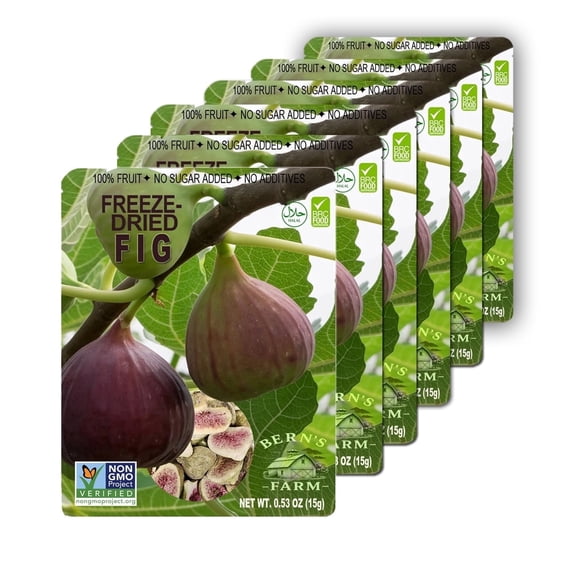Freeze-Dried Figs (No Sugar Added) Bags of 6 (0.53 oz Each) Healthy, Gluten-Free, Crispy & Delicious Snacking On-the-Go Kids School Lunches