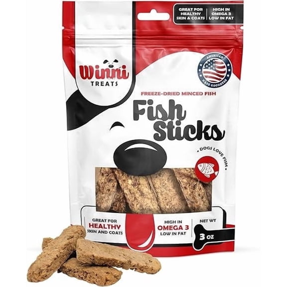Freeze-Dried Fish Sticks for Dogs - Limited Ingredient, Preservative Free Premium Dog Treat - 100% Wild-Caught from The Great Lakes - Raw Single Ingredient Treats for Pets - 3oz resealable pouch