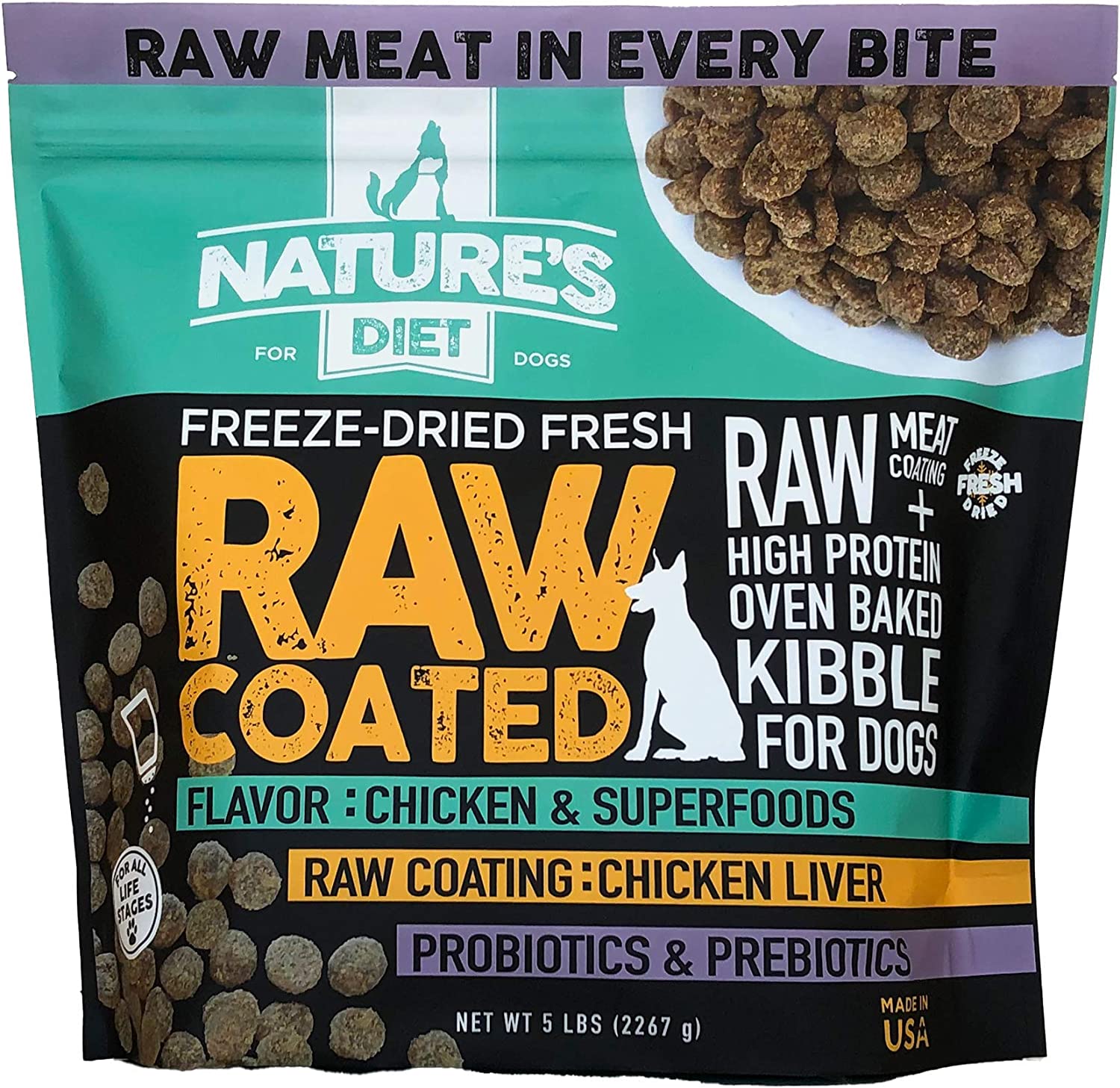 FreezeDried Fresh Raw Coated Chicken, Bone Broth & Superfoods Kibble