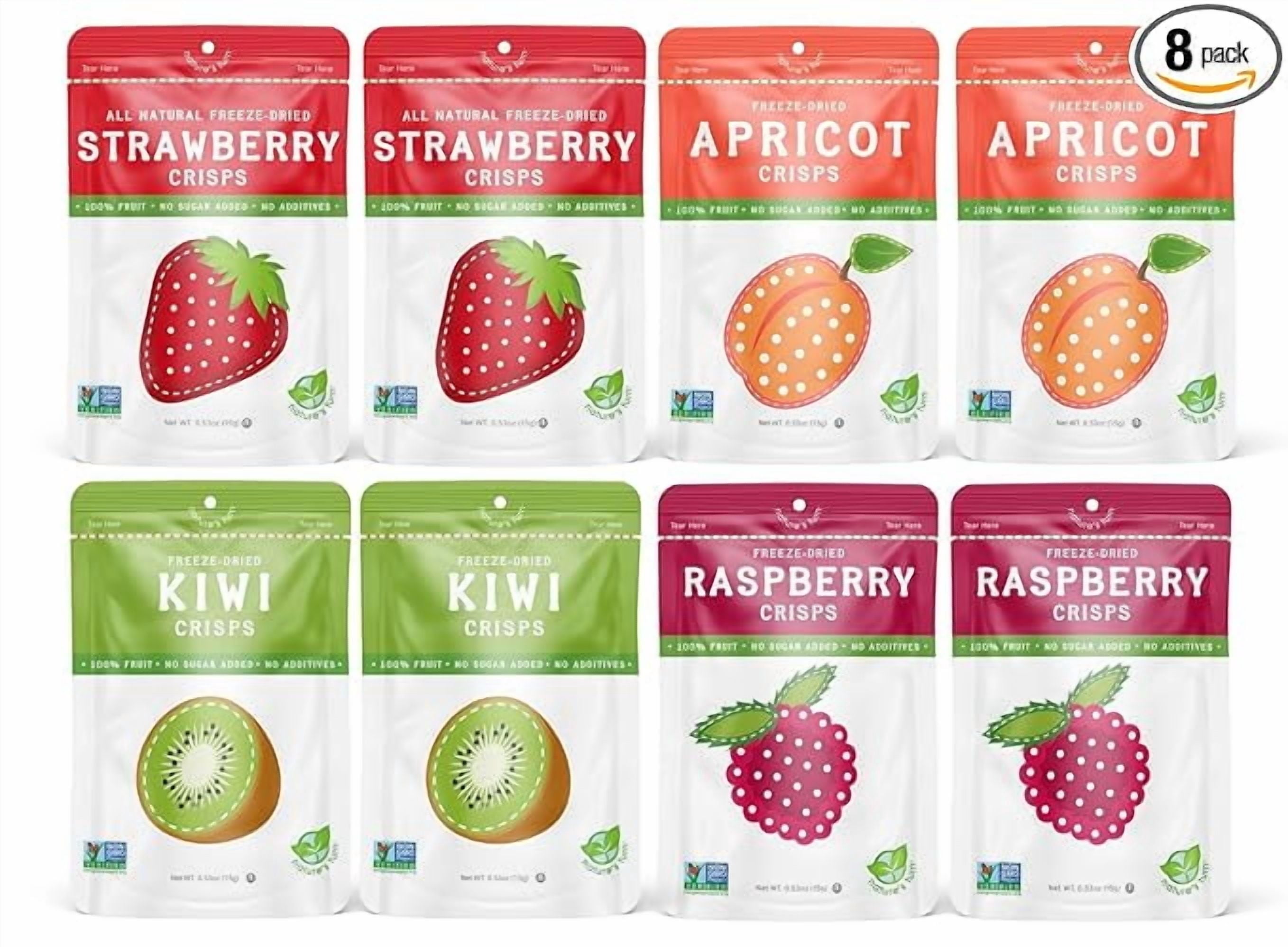 Nature’s Turn Freeze-Dried Fruit Crisps Sour Variety Pack, No Added Sugar, Healthy Natural Fruit Crisp Snack for School Lunches, 8 Pack (0.53 oz Each)