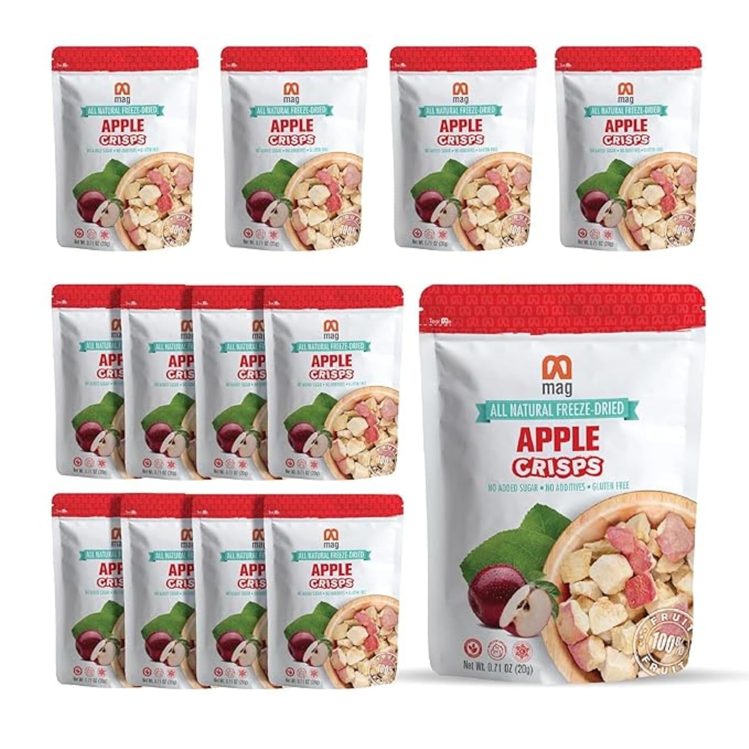MAG Freeze Dried Fruit Snacks Sliced Fuji Apple Crunchy Gluten-Free No ...