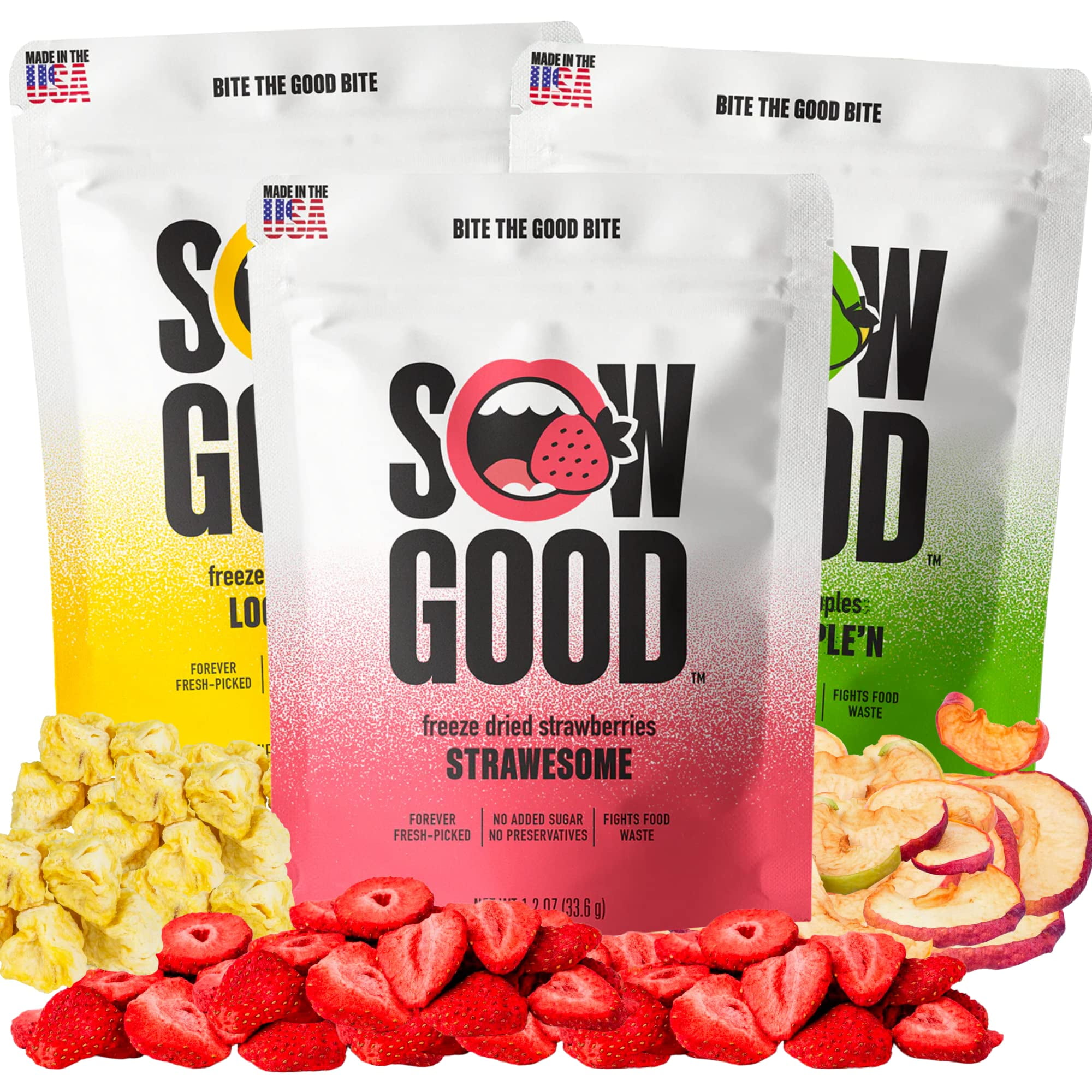 Freeze Dried Fruit Variety OIF8 Bundle, Strawberry, Apples and