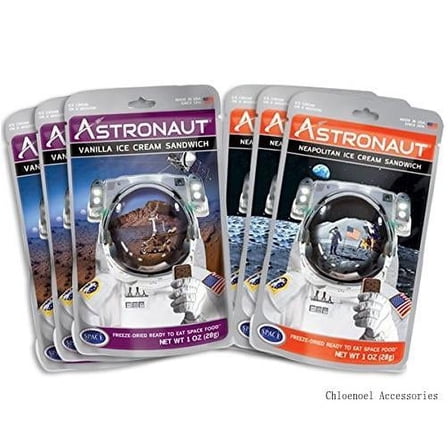 Freeze-Dried Ice Cream Sandwich, NASA Space Dessert, Variety Pack With Vanilla And Neapolitan, 6 Count