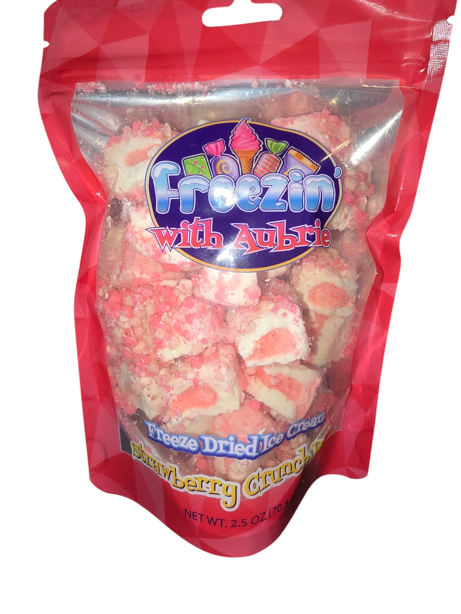 Freeze Dried Ice Cream Strawberry Crunch Bite Pieces 2.5 oz Bag