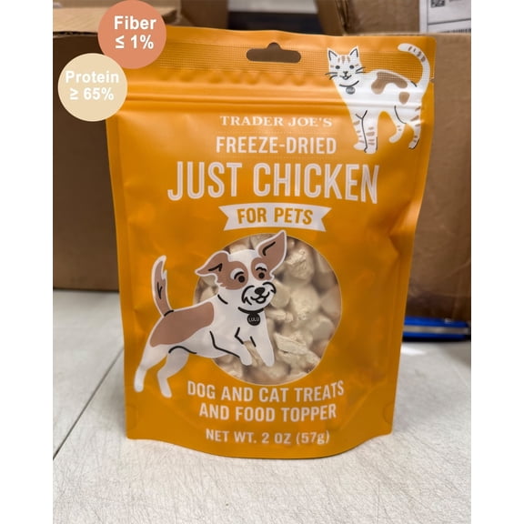 Freeze-Dried Just Chicken for Pets - Single-Ingredient, High-Protein Snack for Cats and Dogs Made from 100% Chicken Breast.