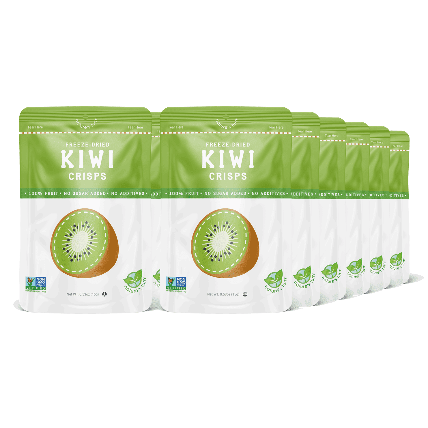 Nature’s Turn Freeze-Dried Sour Kiwi Crisps, No Added Sugar, Healthy Natural Fruit Crisp Snack for School Lunches, 12 Pack (0.53 oz Each)