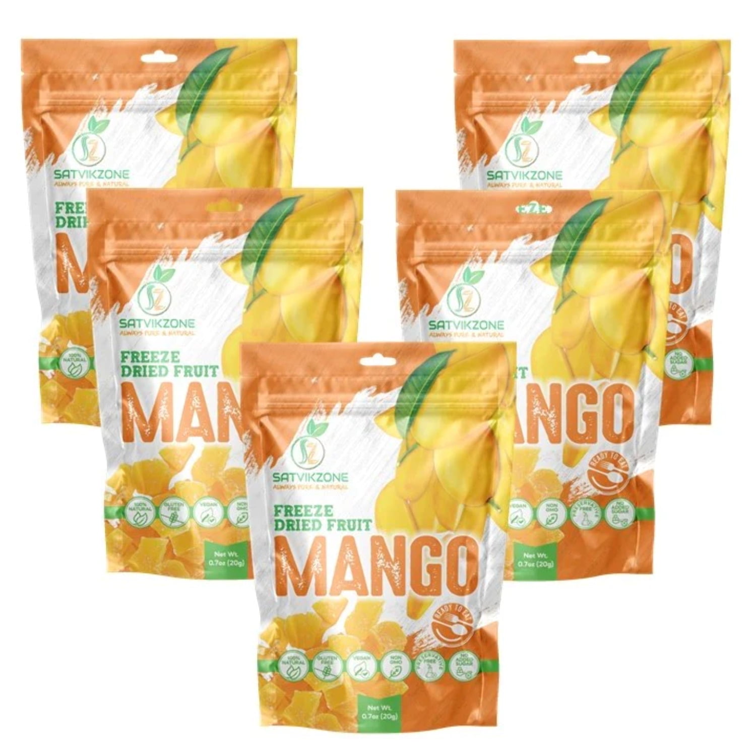 Freeze Dried Mango, 100 Natural, ReadytoEat Fruit Snack, Vegan, Non