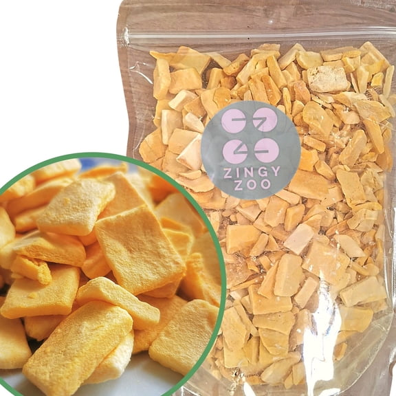 Freeze Dried Mango Chunks | XXL 500g Pure Natural Freeze Dried Fruits | GF Raw Vegan | Mill for Mango Powder or Eat as Dry Mango Dried Snack | Fresh Fruit Taste | Pure Dried Mangoes ZingyZoo