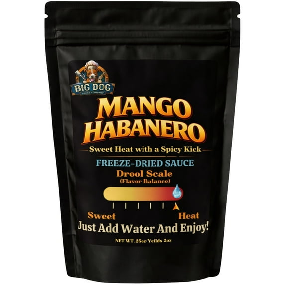 Big Dog Sauce Co. Freeze-Dried Mango Habanero Sauce, Sweet Heat Flavor, 3-Pack (2oz Each), Shelf-Stable