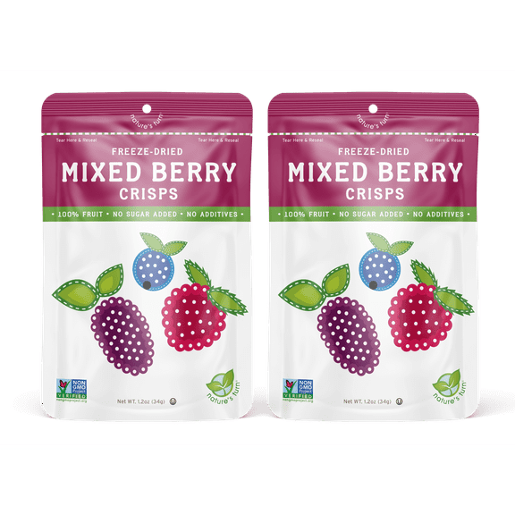 Natures Turn Freeze-Dried Fruit Snacks, Mixed Berry Crisps, Pack of 2 (1.2 oz Each)