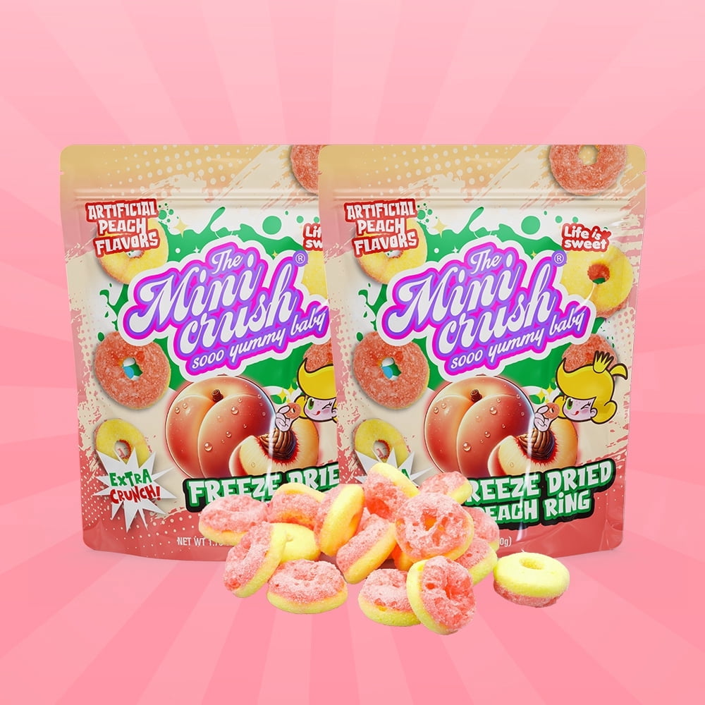 Freeze Dried Peach Ring Candy (2 pack)-healthy snacks, delicious and crunchy fruit candies, perfect for small snacks anytime and anywhere, sweet snacks, Delicious choice for grape lovers