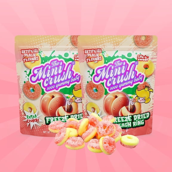 Freeze Dried Peach Ring Candy (2 pack)-healthy snacks, delicious and crunchy fruit candies, perfect for small snacks anytime and anywhere, sweet snacks, Delicious choice for grape lovers