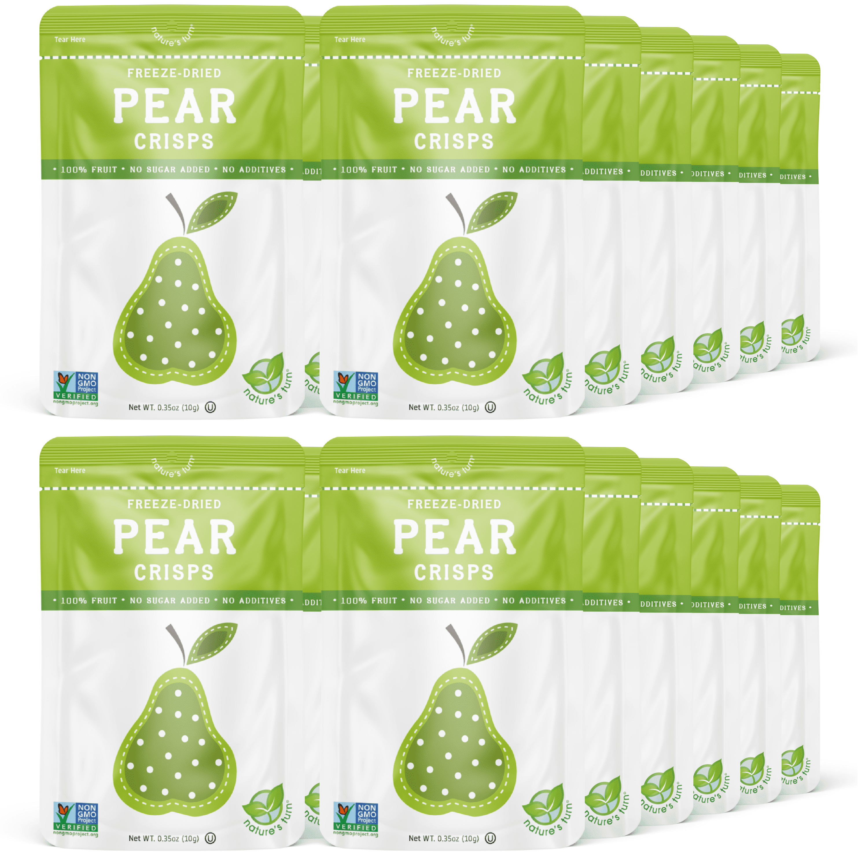 Nature’s Turn Freeze-Dried Pear Crisps, No Added Sugar, Healthy Natural Fruit Crisp Snack for School Lunches, 24 Pack (0.35 oz Each)
