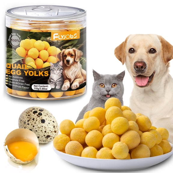 Freeze-Dried Quail Egg Yolk Snacks for Cats and Dogs Training (110g/3.88oz), Dehydrated Natural Dog Food Healthy Tasty Freeze-Dried Pet Treats for Dogs Cats