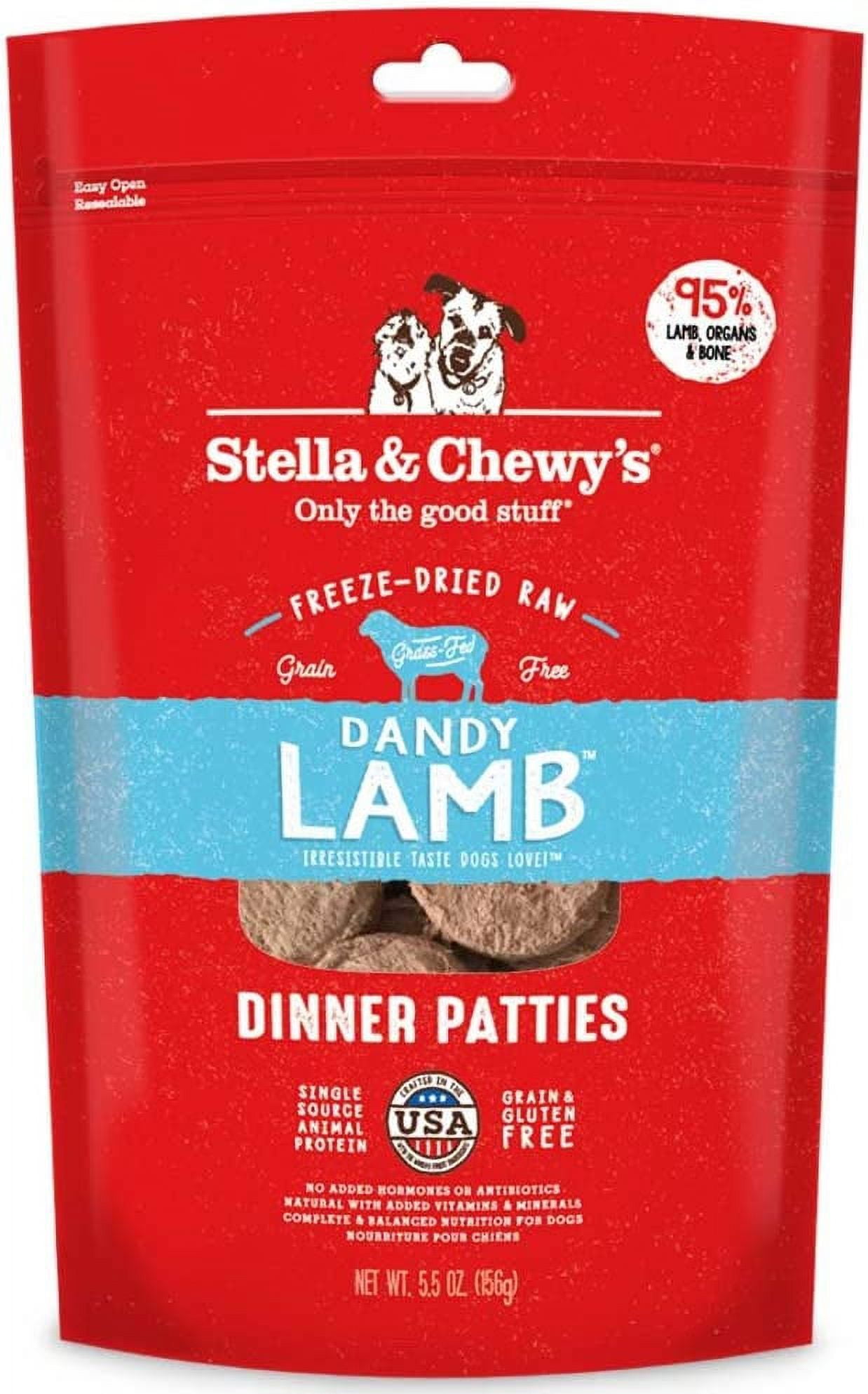 Freeze Dried Raw Dinner Patties  Grain Free Dog Food, Protein Rich Dandy Lamb Recipe  5.5 Oz Bag