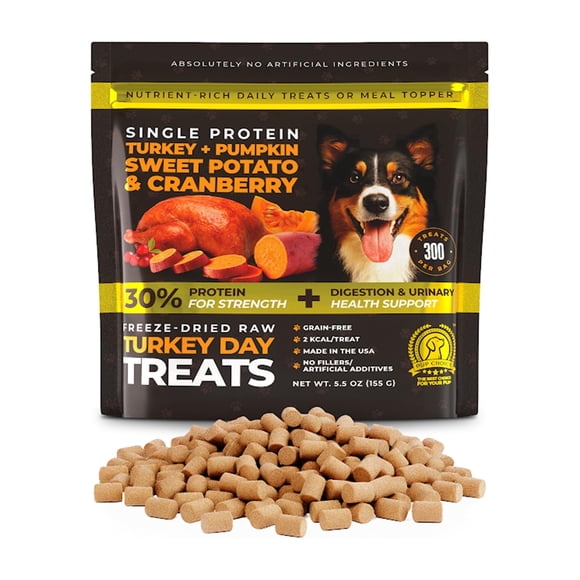 Pup Choice Turkey Dog Treats, High Protein, Grain-Free, Pumpkin & Cranberry, 5.5 oz (300 Count)
