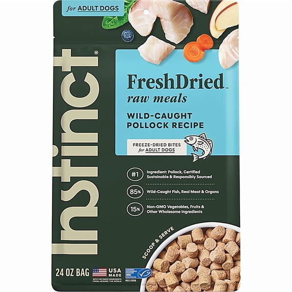 Freeze Dried Raw Meals Grain Free Wild-Caught Alaskan Pollock Recipe Dog Food 24 oz.