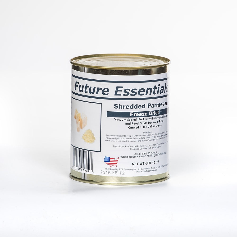 Freeze Dried Shredded Parmesan Cheese 25 Year Shelf Life 10 Oz Can