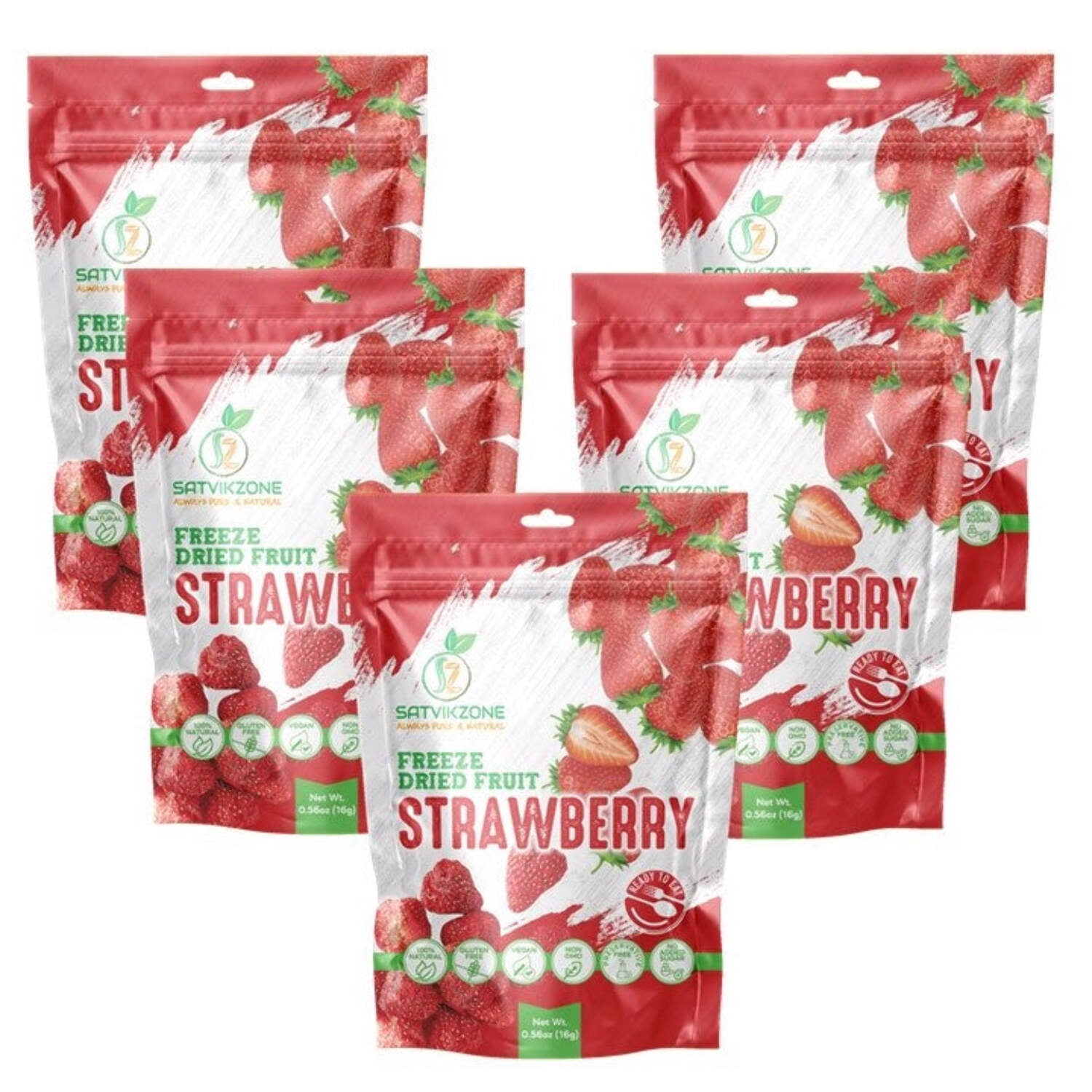 Freeze Dried Strawberry, 100% Natural, Ready-to-Eat Fruit Snack, Vegan, Non GMO, No added Sugars