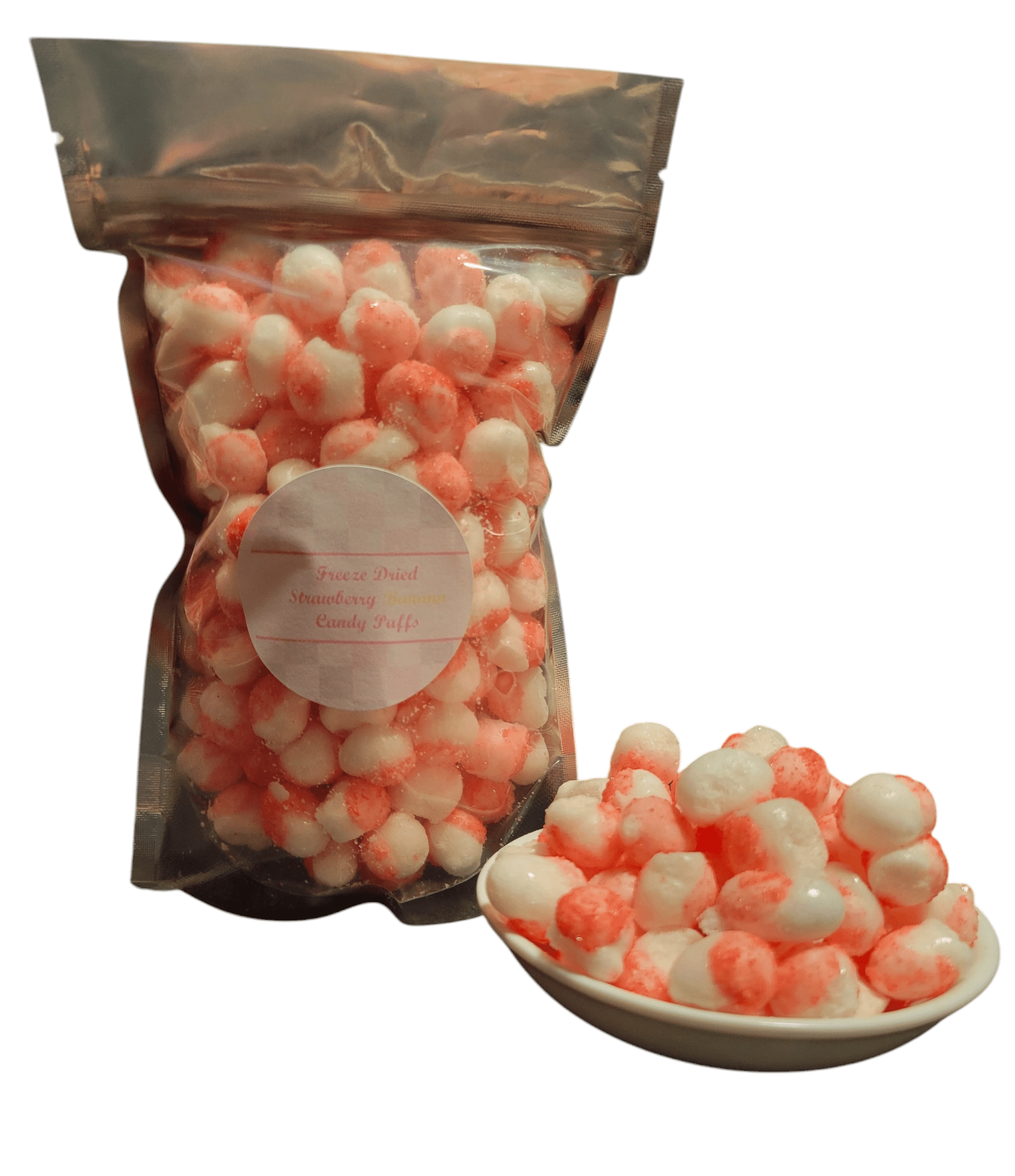 Freeze Dried Strawberry Banana Candy Puffs, Freeze Dried Candy