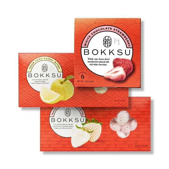 Bokksu Japanese Candy Bites Trio Delight: White Strawberry & Sour Yuzu