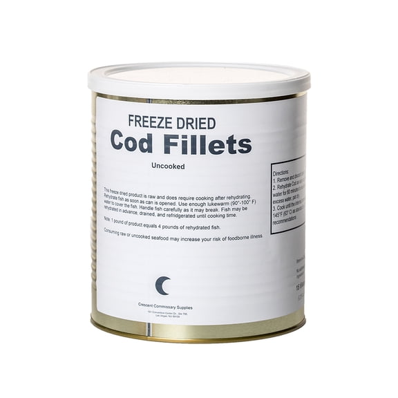Freeze Dried Uncooked Cod Fish Fillets 25 Year Shelf Life 15 Fillets