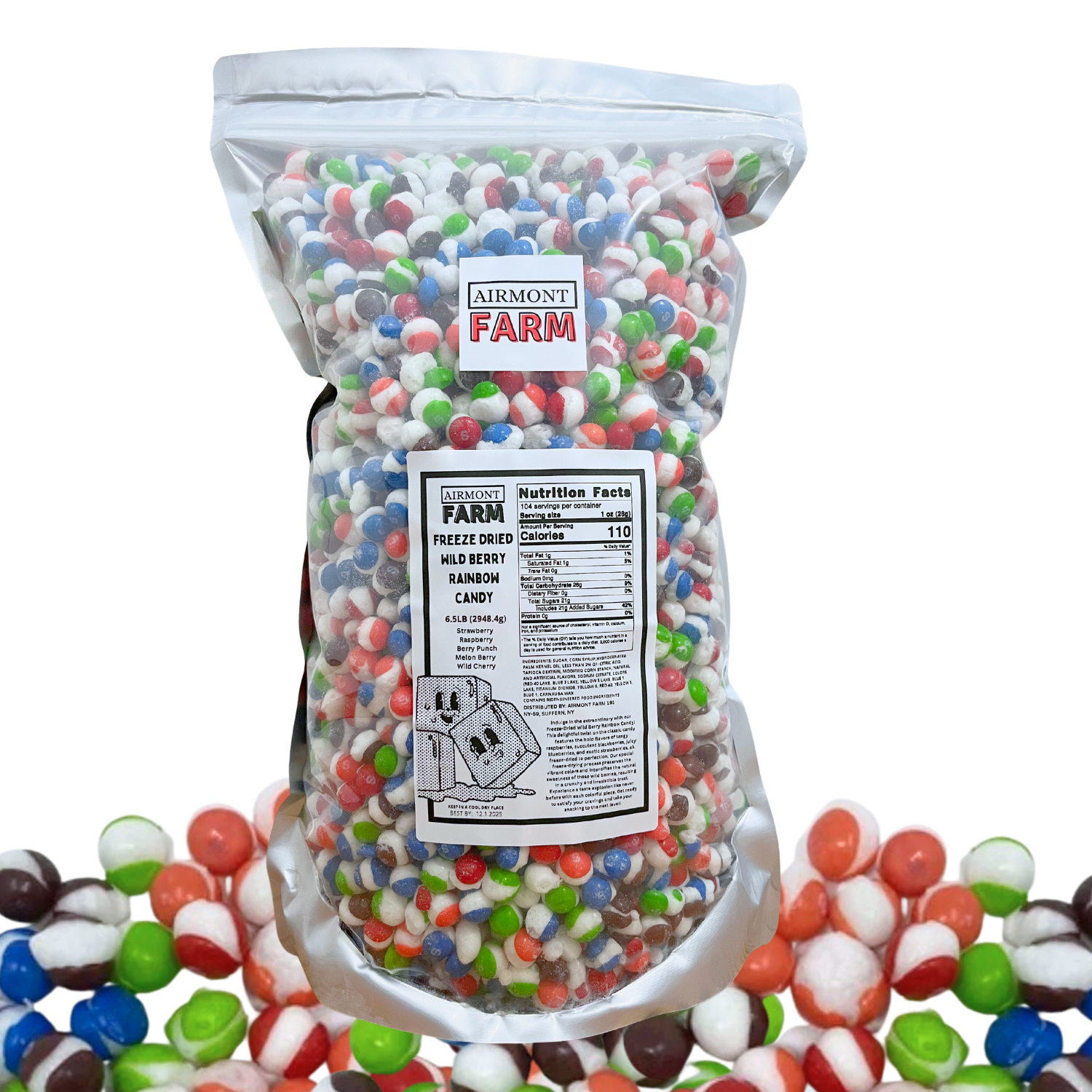 Freeze-Dried Wild Berry Rainbow Candy Bulk Party Size 6.5lb Jumbo Giant Bag Bulk- Crunchy, Intense Flavor, Lightweight Snack - Resealable Bag - Ships In Box