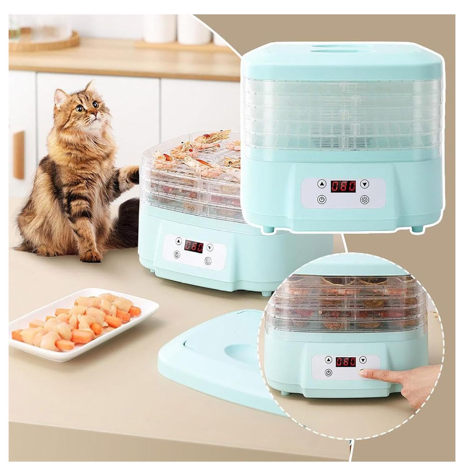 Freeze Dryer Machine, 360° Airflow Food Dehydrator Machine With 6 Trays