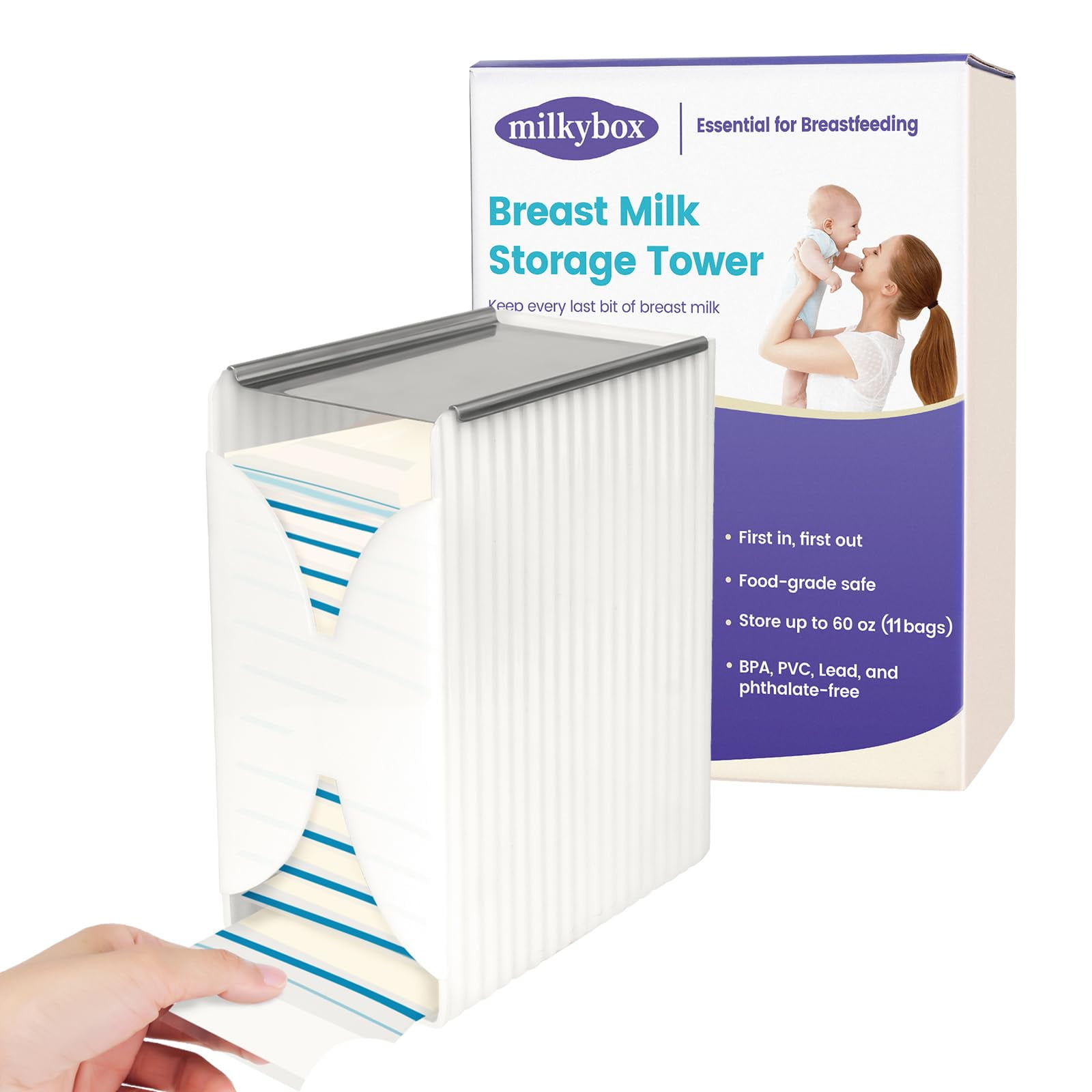 Breastmilk Storage Breastmilk Freezer Organizer Tower | First In First Out Storage System With Quick Freeze Tray Milk Storage Bag Organizer