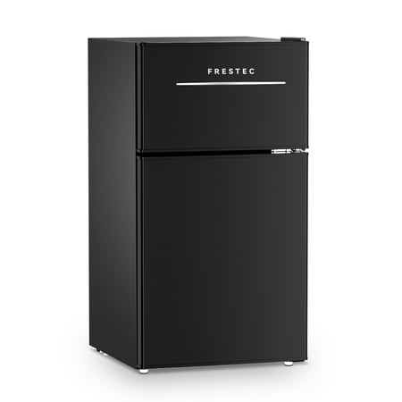 Freezer 3.2 Cu ft Two Door Mini Fridge with Freezer, Black, E-Star