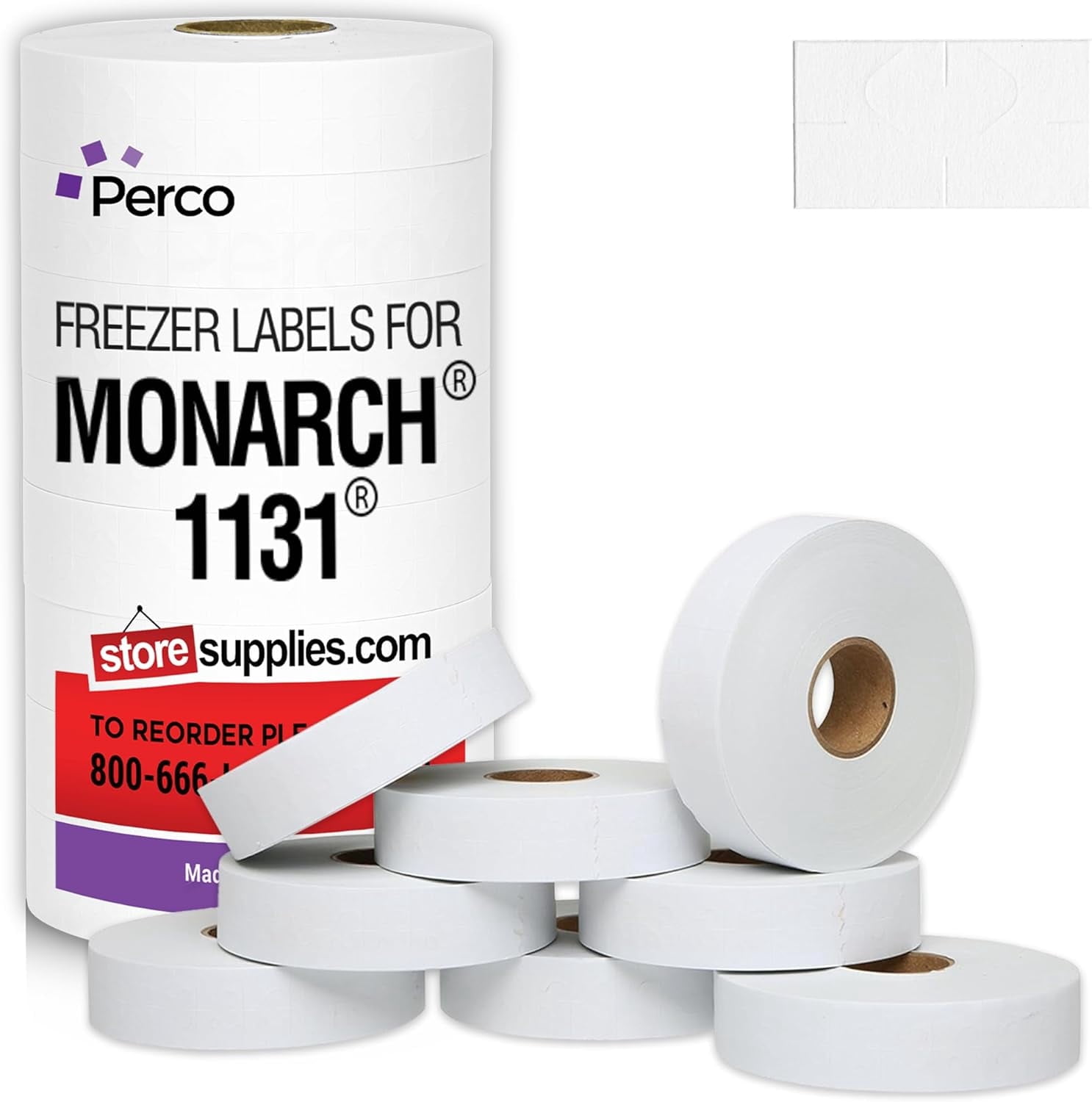 Freezer Adhesives Labels for Monarch 1131 White - 20,000 labels w/ 8 Rolls Value Pack, 1 Sleeve - Made in USA