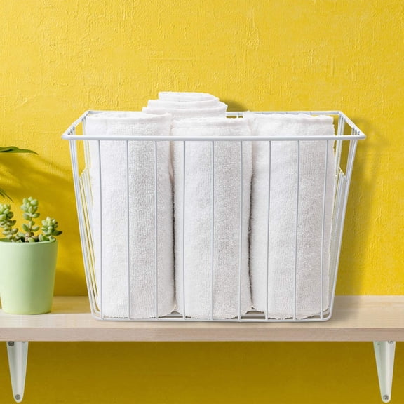 Freezer Basket Organizer, Refrigerator Metal Wire Storage Divider, Household Container Bins with Handles for Kitchen, Pantry, Cabinet, Closets - Pearl White (6, 11in x 10in x 5.5in)