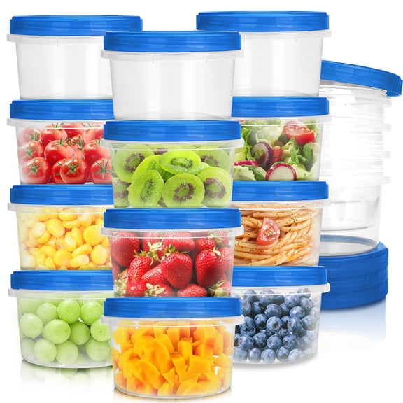 Freezer Containers With Twist Top Lids  Heavy Duty Round Airtight Food Storage Container For Fruit Deli Leftovers Soup Overnight Oats Bpa Free Stackable [16 Pack-16 Oz]