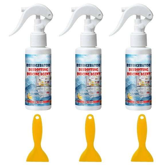 Freezer Defrost Spray,High Effective Refrigerator Defrosting Agent, Easy To Use, Fast Removal Of Ice, Can Be Used for Freezers, Refrigerators,Glass 3Pcs