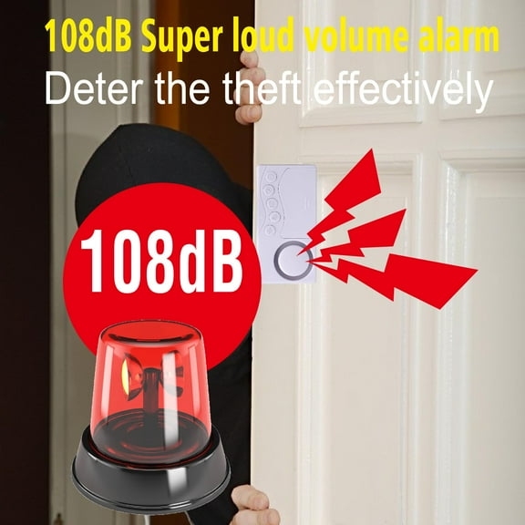 Freezer Door Alarm, Fridge Door Alarm with Delay, Window/ Door Alarms for Home Security with Delay Up to 1 Minute Security, 108dB Fridge Door Open Chime Refrigerator Wireless Alert, White