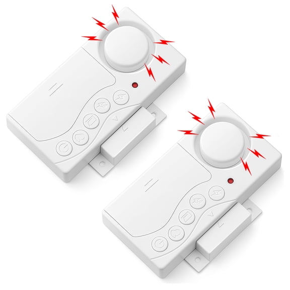Freezer Door Alarm When Left Open, 3/15/30/60 Seconds Adjustable Delay Wireless Fridge Alarm, 4-in-1 Door Sensor Chime Door Open Alarm Loud 108dB, Refrigerator Alarm 2 Pack