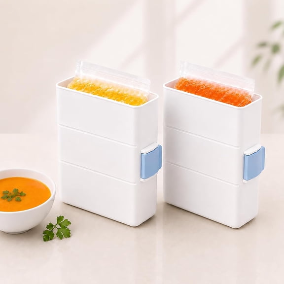 Freezer Food Block Maker, 2 Cup Freezer Bag Holder, Durable Hard Plastic, Freeze Soups, Bone Broth, Sauces, Chili & Leftovers into Flat Stackable Blocks, Meal Prep Freezer Storage (2 Pack)