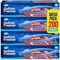 thumbnail image 1 of Freezer Gallon Bags - Resealable Plastic Freezer Containers - Reusable Double Zipper Pouches for Food Storage, Meat, Fresh Vegetables, Fruit - Microwave-Safe, Zero BPA - 4 Boxes, 200 Count, 1 of 11