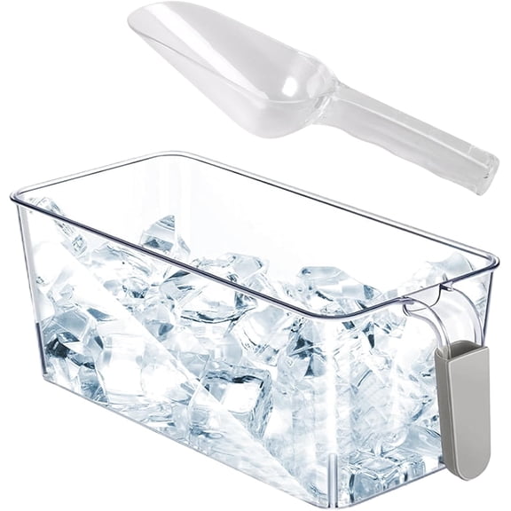 Freezer Ice Bucket with Scoop: Versatile Bverage Tub for Storing Ice Cubes, Vegetables, Fruits(Gray, Small)