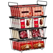 Gijjgole Freezer Organizer Bins, 4 Pack Stackable Chest Freezer Organizer for 5-7 Cu.ft Deep Chest Freezer Organization, Freezer Organizer Bins Easy to Get Food from Bottom Prevent Frozen Food Waste