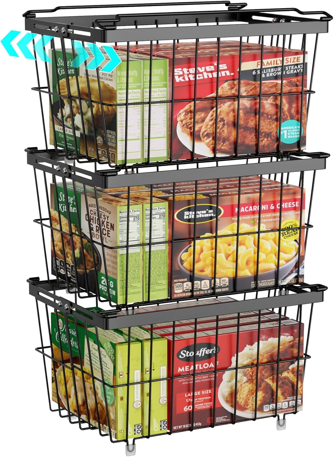 Freezer Organizer Bins - 3 Pack Adjustable Width for 5 to 7 Cu.Ft Chest ...