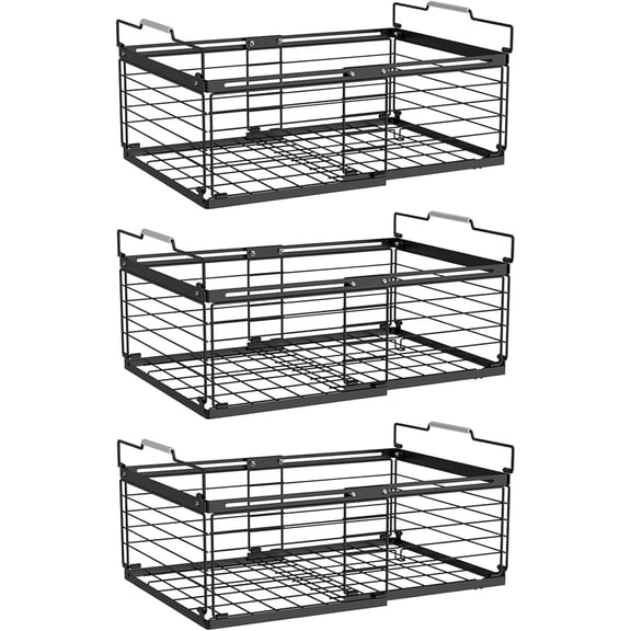 Freezer Organizer Bins, 4 Packs Large Expandable Stackable Chest Freezer Containers with Handle, Metal Adjustable Storage Baskets for Fridge, Deep Freezer, Cabinet, Kitchen,