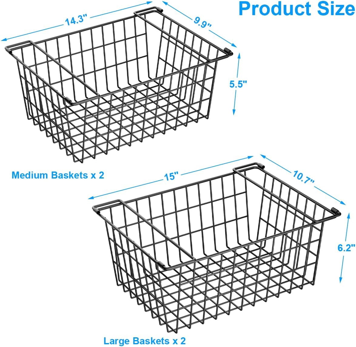 Freezer Organizer Bins, 4 Pcs Stacking Chest Freezer Baskets for 7.0 Cu ...