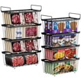thumbnail image 1 of Freezer Organizer Bins - 8 Pack Small Stackable Deep Freezer Organizer Bins for 7 Cu.Ft Freezers Easy Get Bottom Foods without Digging, Chest Freezer Organizer Prevent Frozen Food Waste, Black, 1 of 12